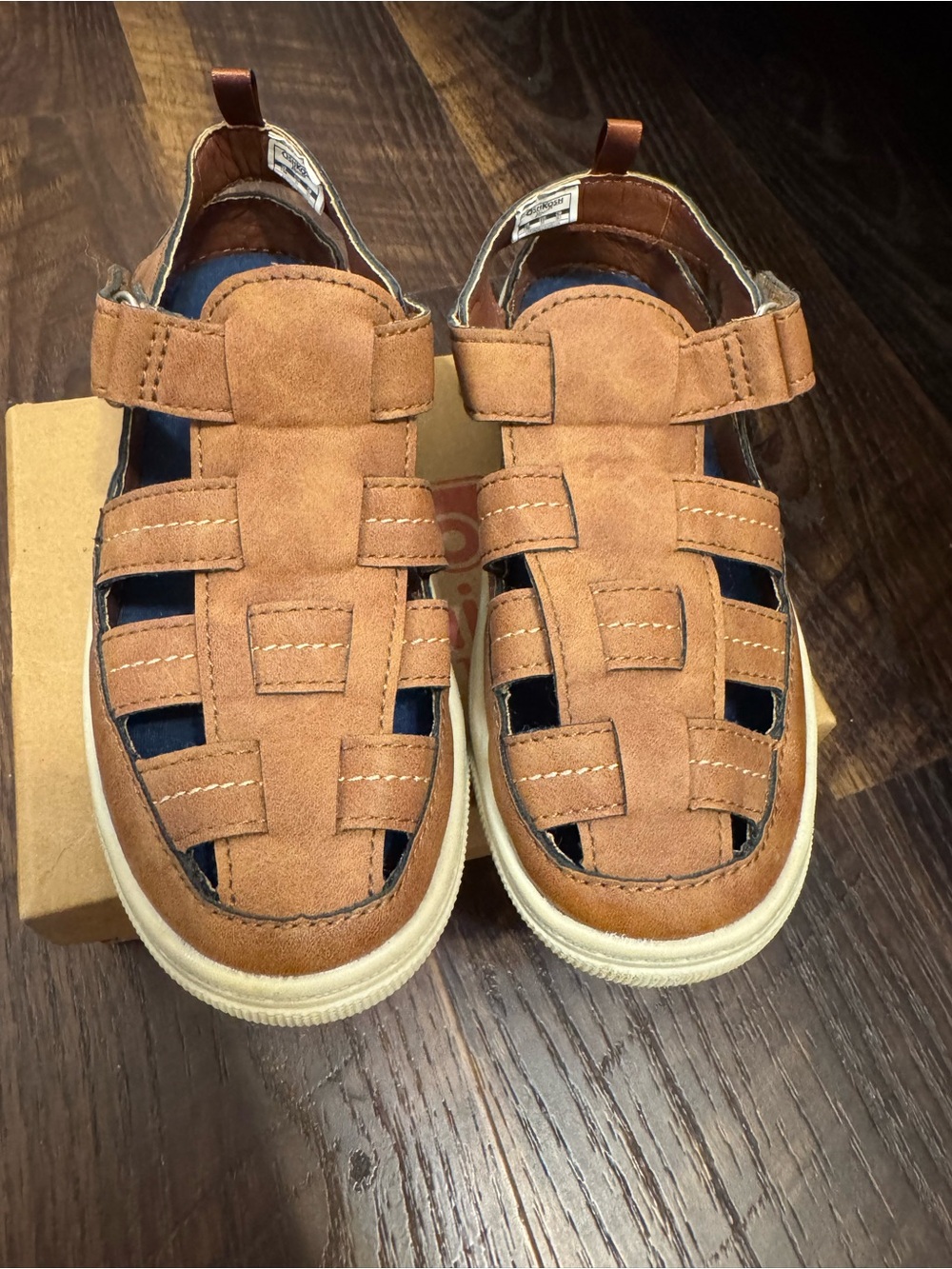 Kids Brown Suede Fisherman Sandals -Size 13